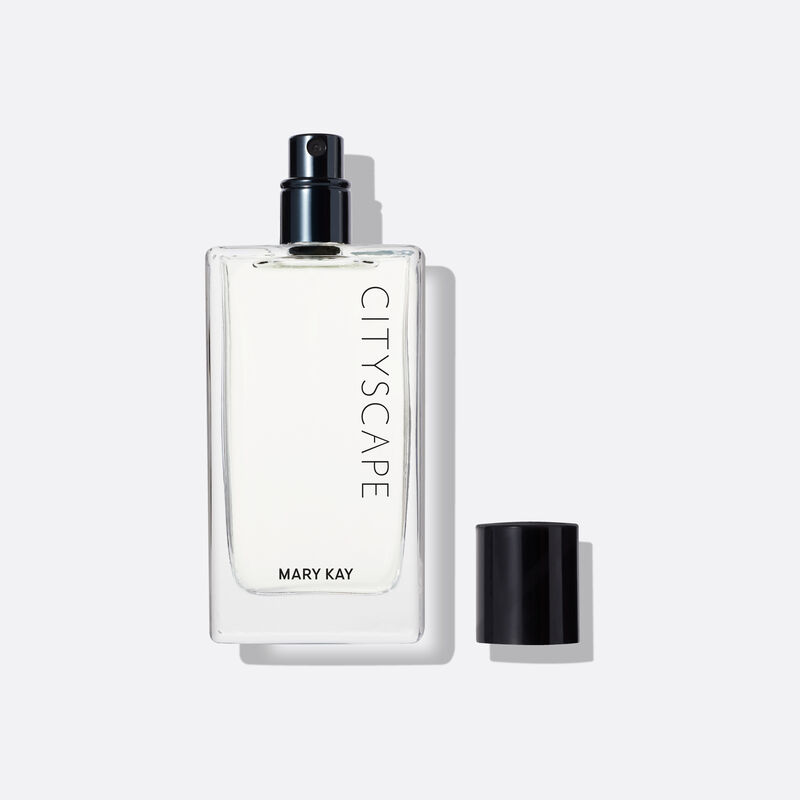 A bottle of Cityscape&reg; Cologne Spray with cap off.
