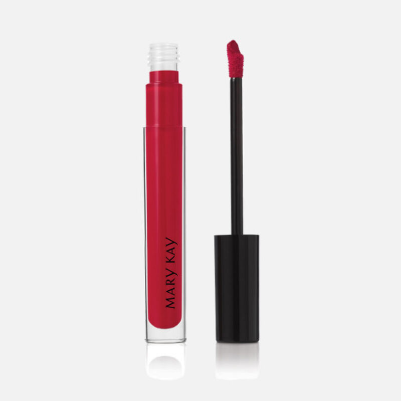 Open tube of Mary Kay Unlimited Lip Gloss in shade Iconic Red with accompanying applicator. image number null