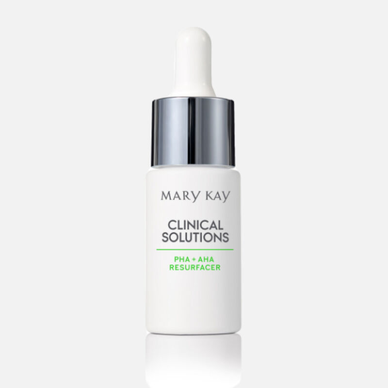 Open bottle of Mary Kay Clinical Solutions Mary Kay Clinical Solutions PHA+AHA Resurfacer with filled dropper