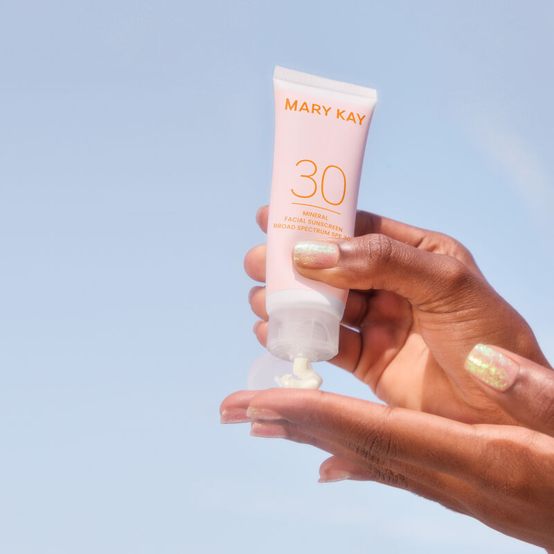 Mary Kay&reg; Mineral Facial Sunscreen in a clear purse
