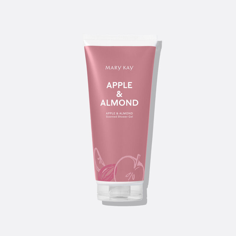 Tube of Mary Kay Shower Gel in Apple and Almond scent standing on its cap