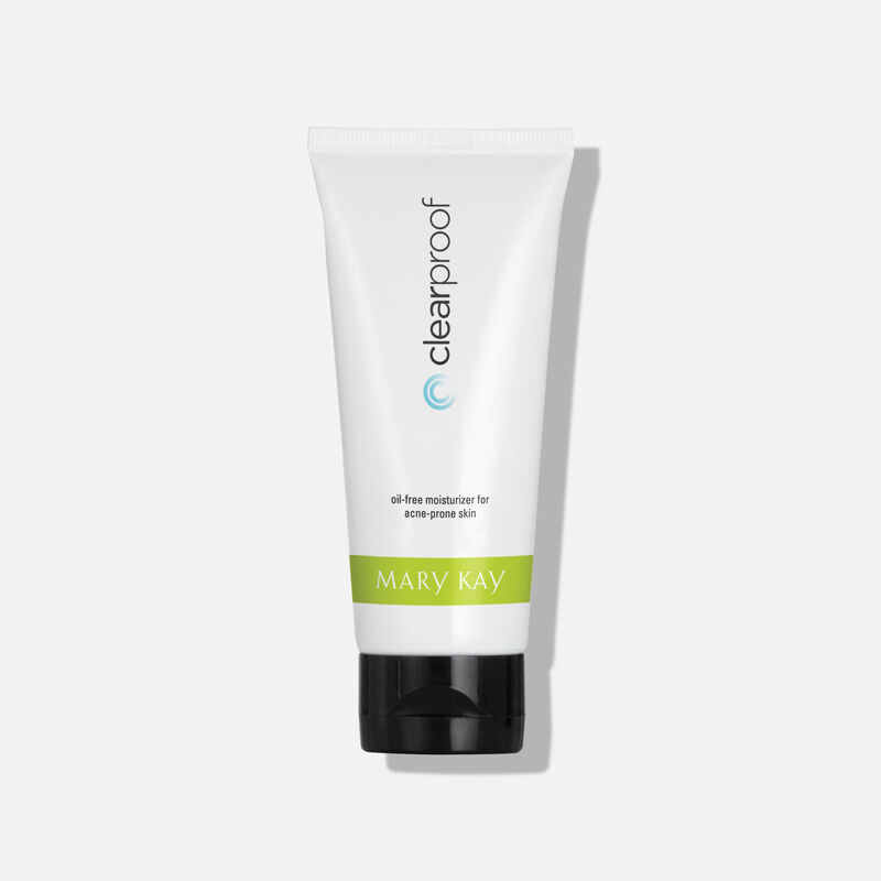 White tube of Clear Proof&reg; Oil-Free Moisturizer for Acne-Prone Skin on plain background